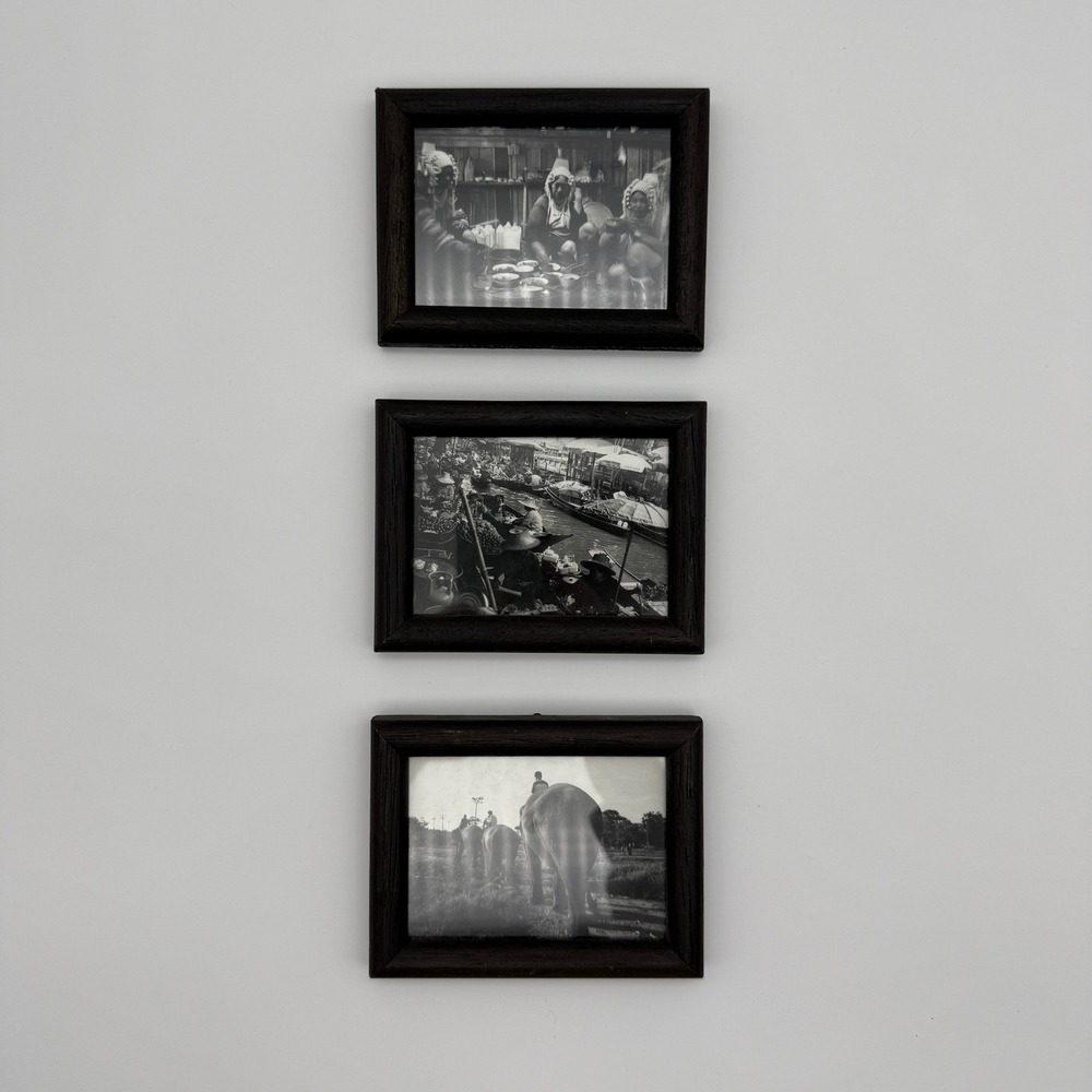 Set of 3 Framed Black White Photos of Thailand by Krit Phromsakha Na Sakonnakhon